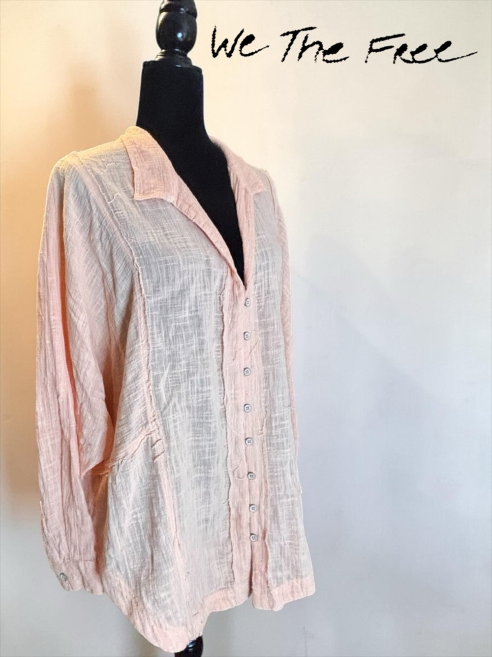 FREE PEOPLE One And Only Buttondown Top Dolman Oversized We The Free Tunic Sz S - Picture 2 of 9